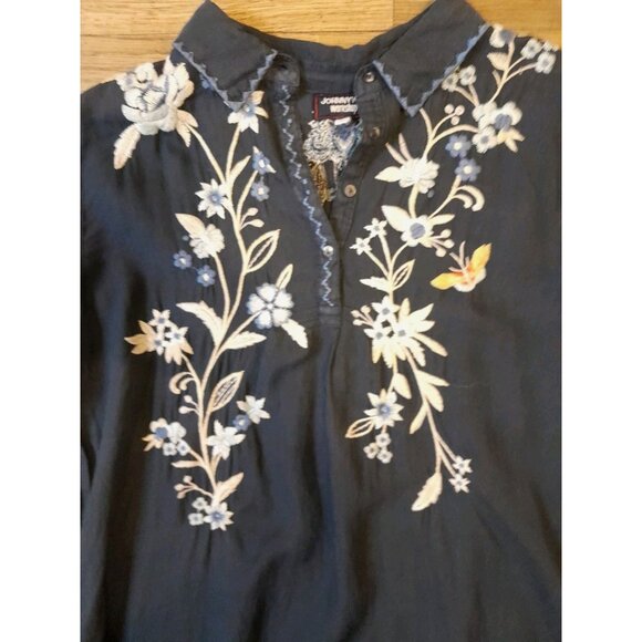 Johnny Was Boho Floral Embroidered Asymmetrical Size Medium Casual Midi Dress - Picture 5 of 13